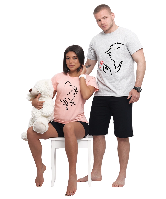 pijami-za-dvoiki-s-kus-rukav-the-beauty-and-the-beast
