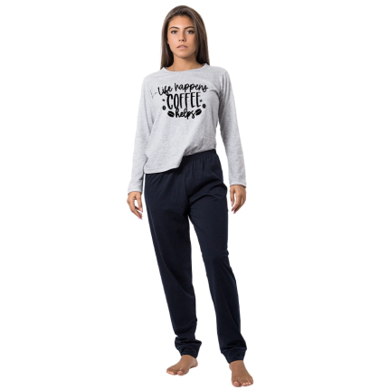 siva-damska-pijama-s-dulug-rukav-coffee-cooltee