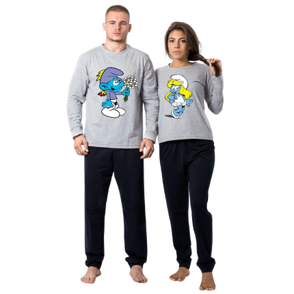 pijami-za-dvoiki-s-dulug-rukav-ръкав-smurfs-cooltee