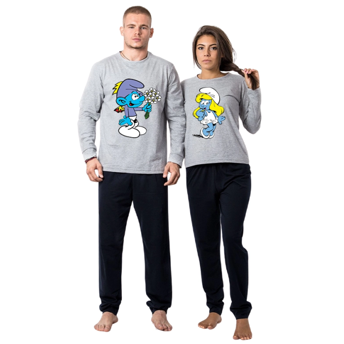 pijami-za-dvoiki-s-dulug-rukav-ръкав-smurfs-cooltee