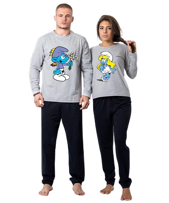 pijami-za-dvoiki-s-dulug-rukav-ръкав-smurfs-cooltee